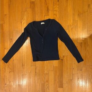 Hollister Navy Long Sleeve Henley Top NWOT